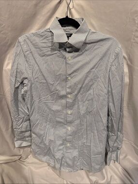 Express Men's White and Black Micro-Pattern Button-Down Shirt